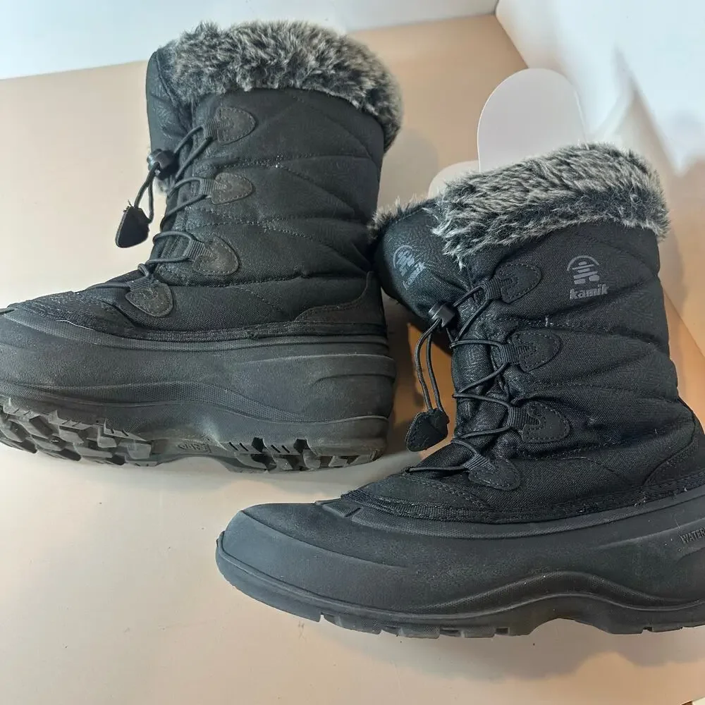 Kamik Momentum 3 Black Winter Snow Boots Faux Fur Shearling Women's 11